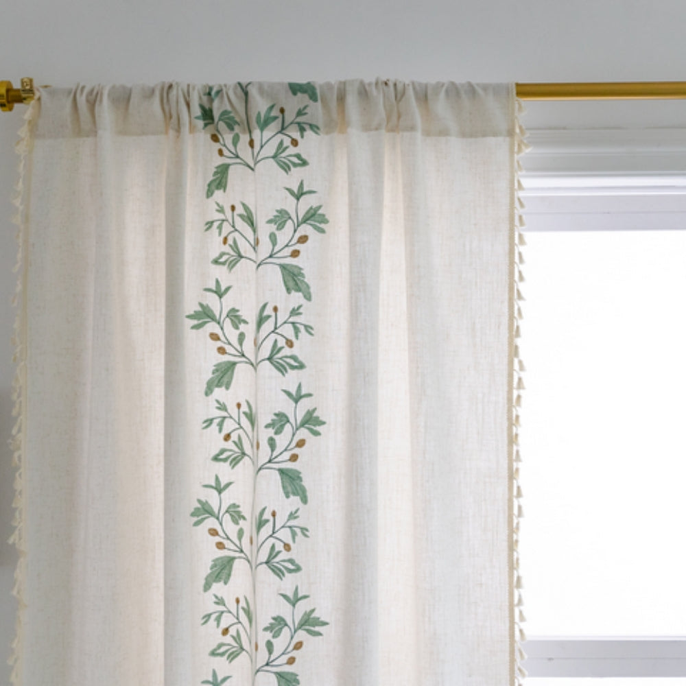 Willow Floral Elegance Tassel Curtain