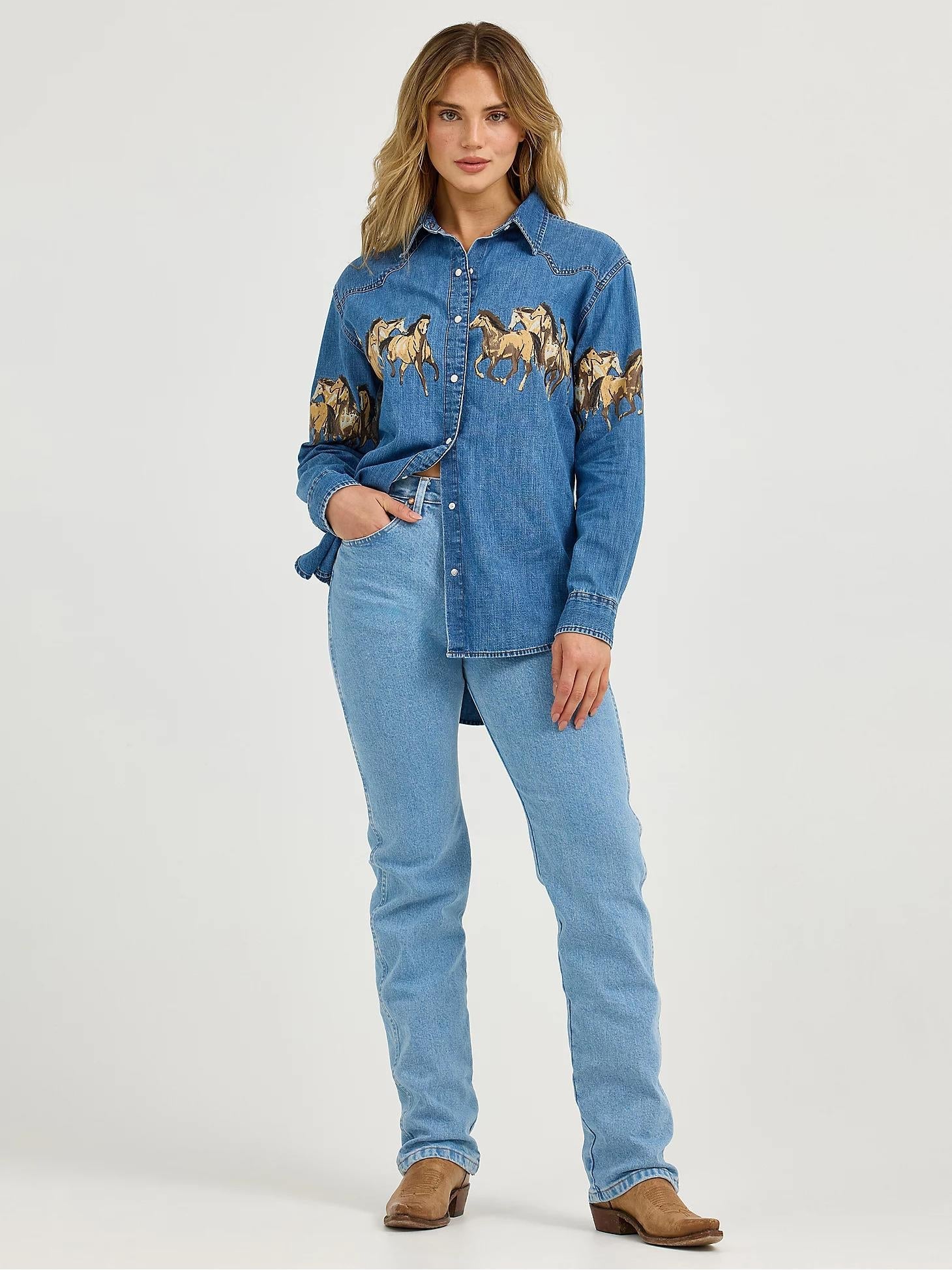 Horses Boyfriend Western Snap Shirt