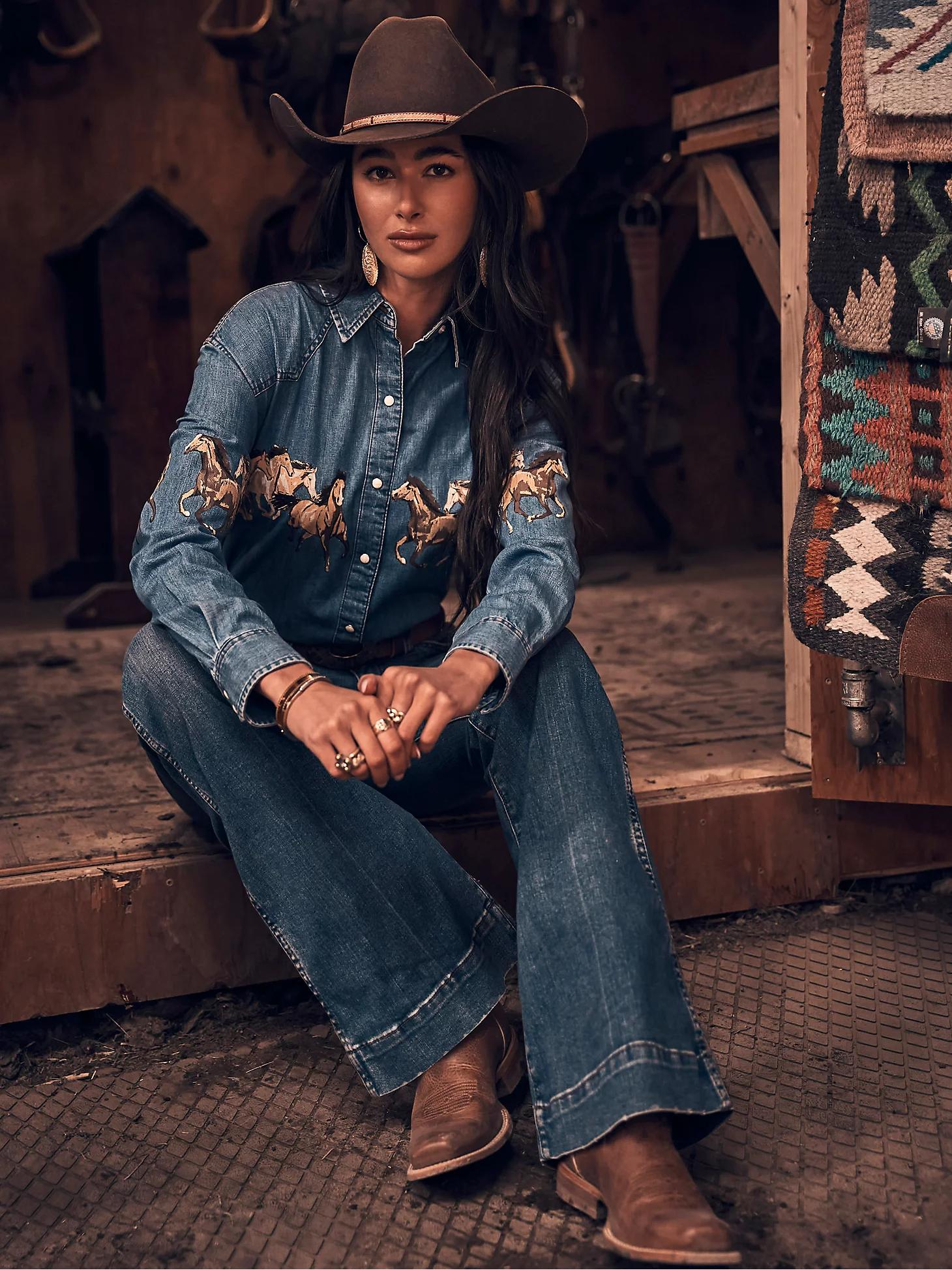 Horses Boyfriend Western Snap Shirt