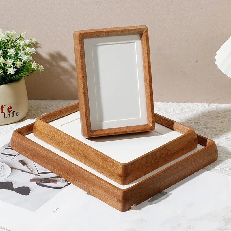 Wood photo frame – Handcrafted solid wood – Elegant rounded corners – Versatile decor for home or office