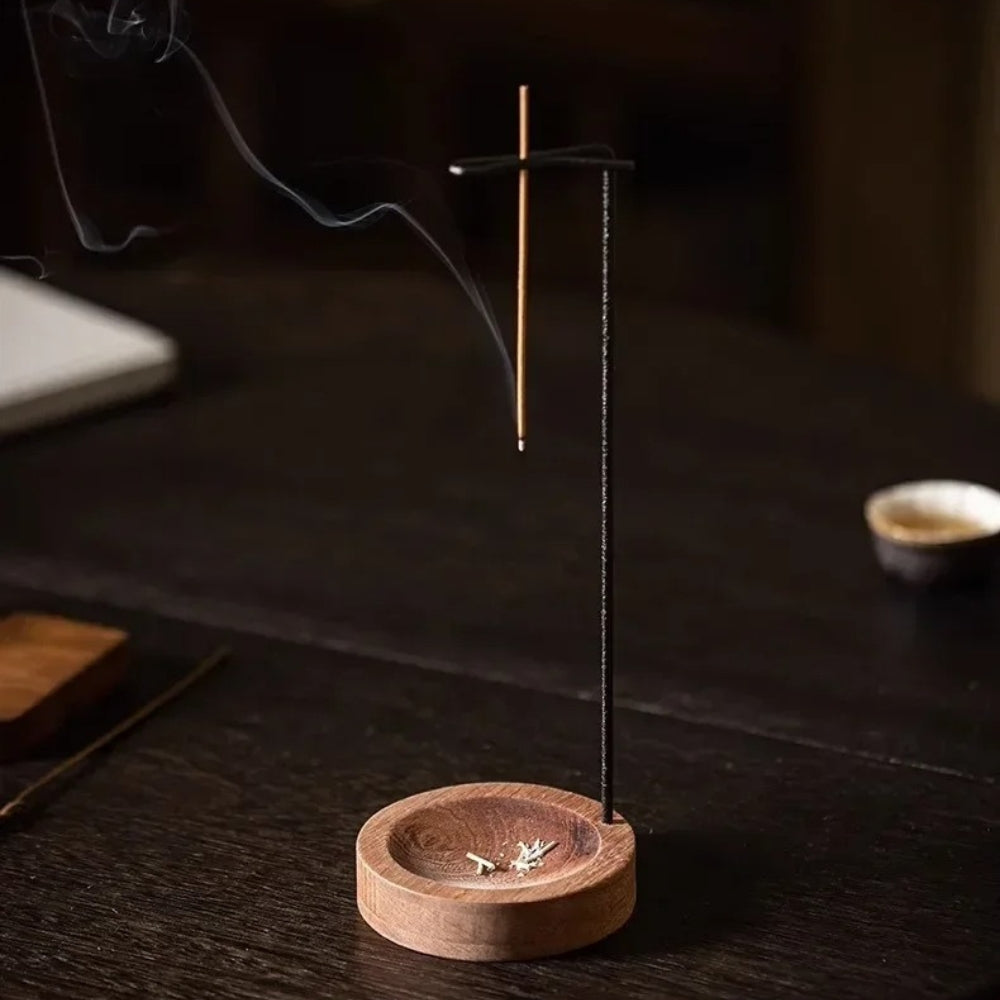 Wooden Incense Burner with Metal Holder