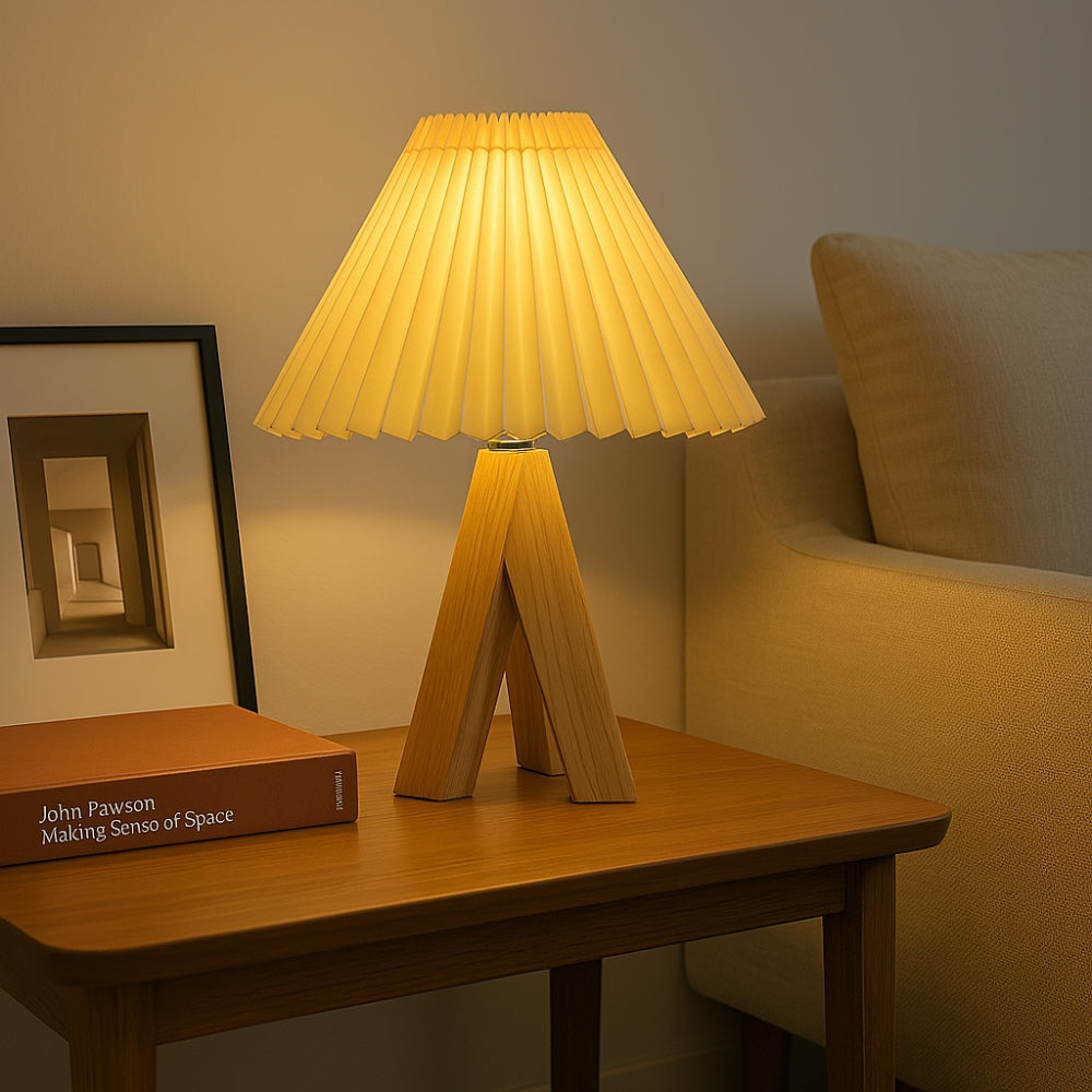 Wooden Tripod USB Table Lamp