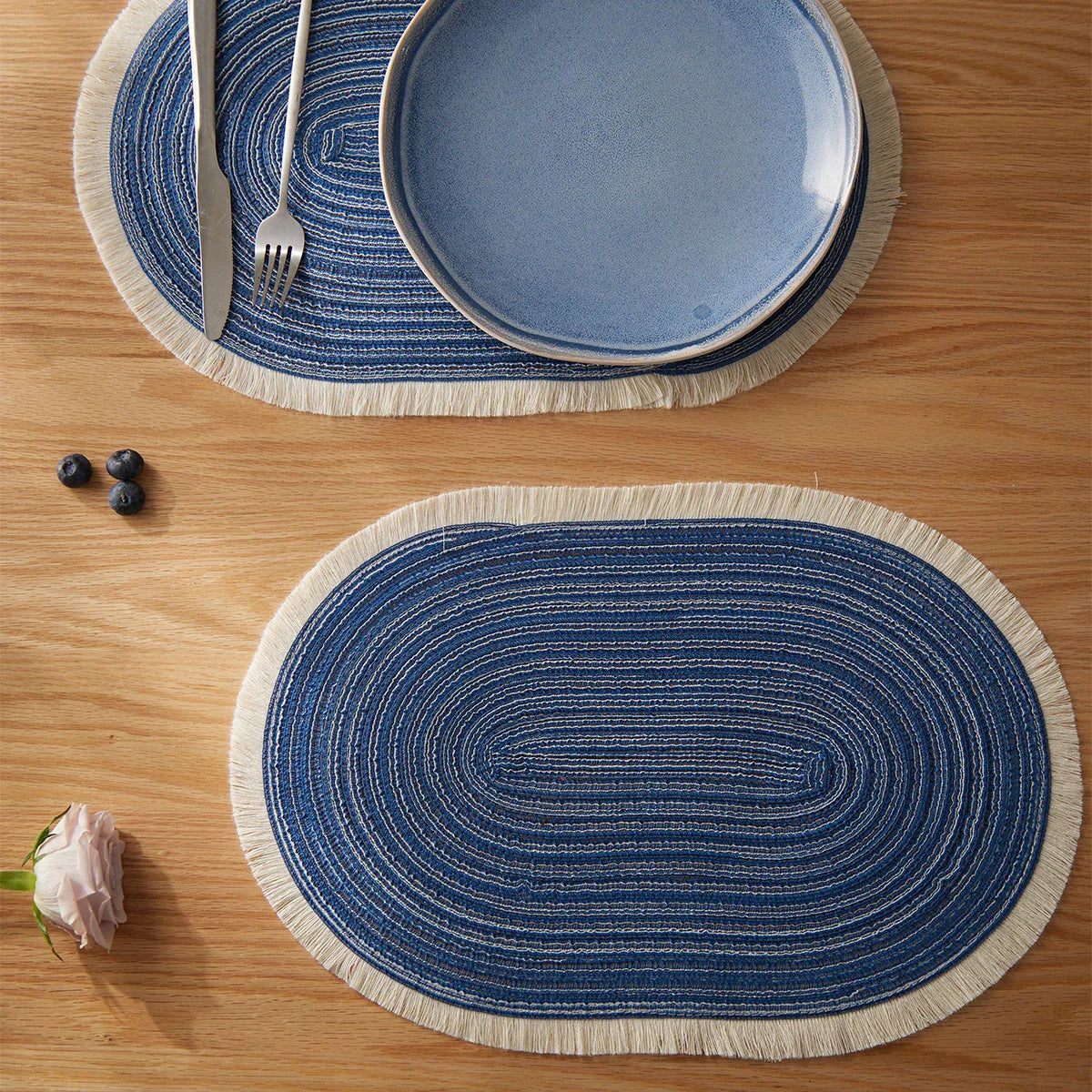 Woven Braided Placemats Set of 4, Washable Non-Slip Table Mats, 18x12 Inches