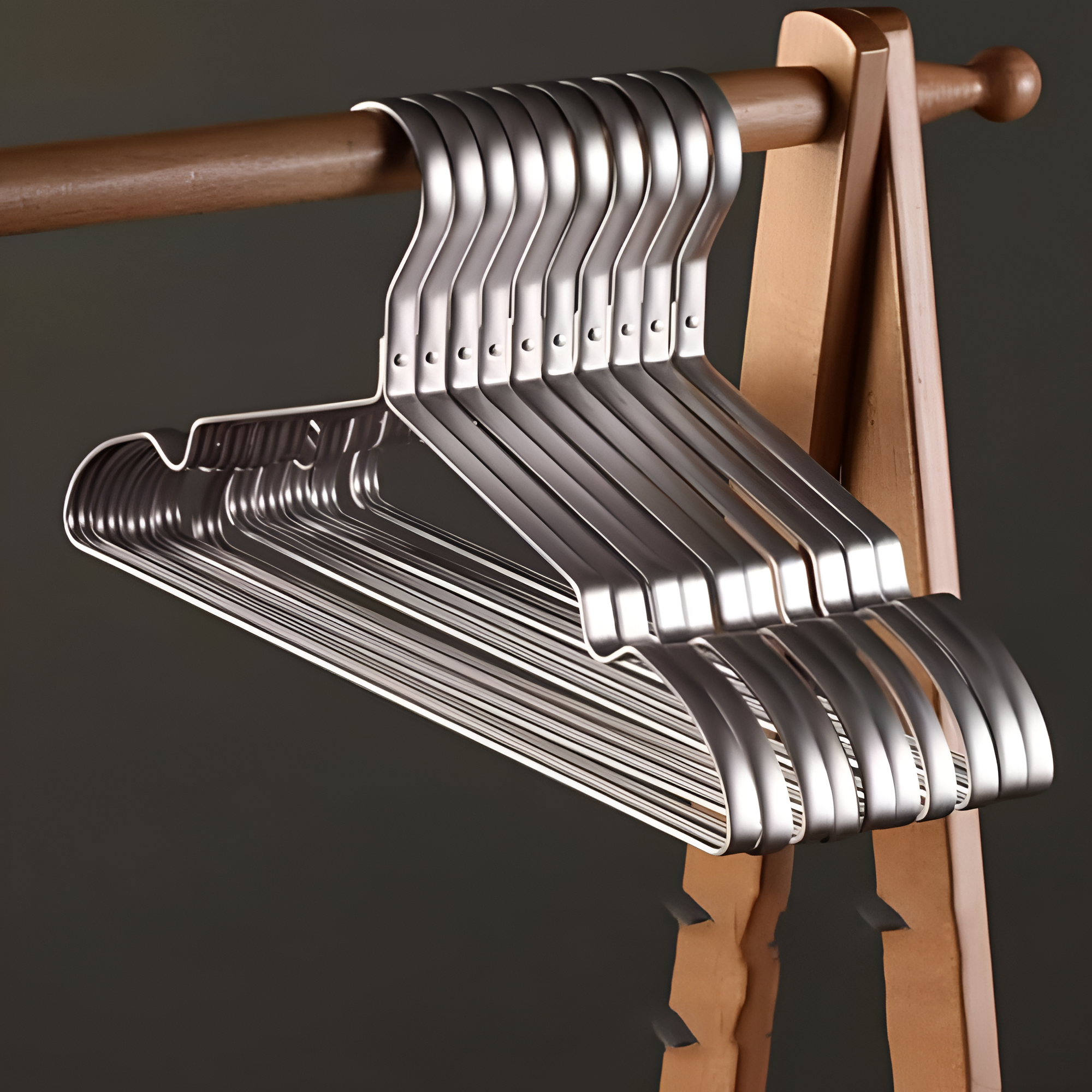 Set of silver stainless steel clothes hangers, durable non-slip metal coat hangers for closet organization