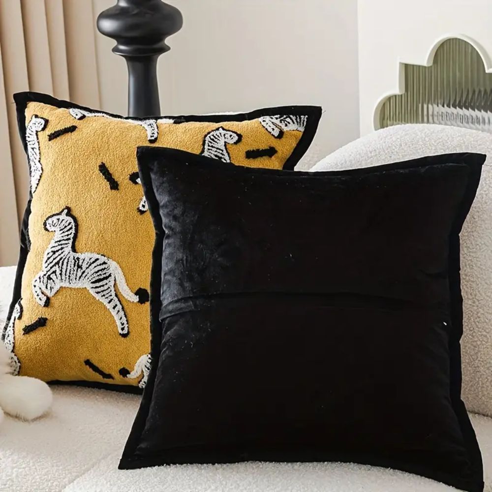 Zebra Dash Embroidered Cushion Cover