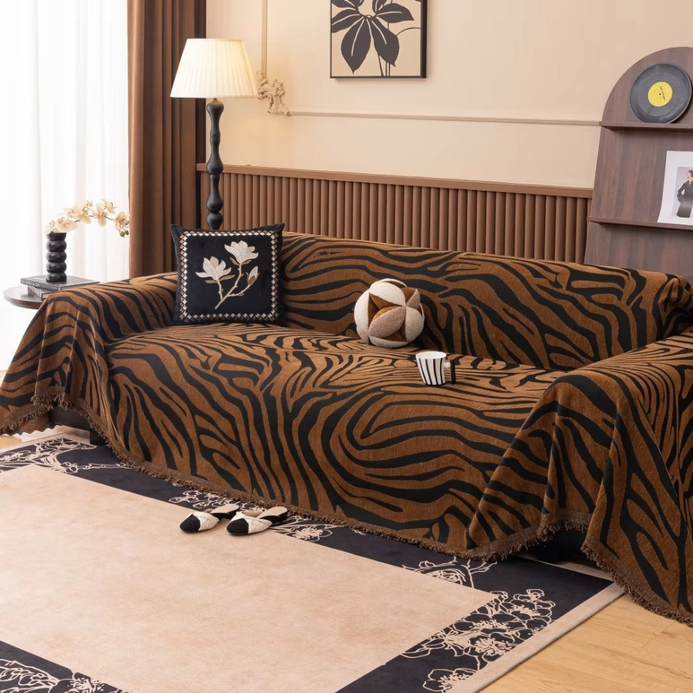 Zentara Chenille Zebra Geometric Sofa Cover
