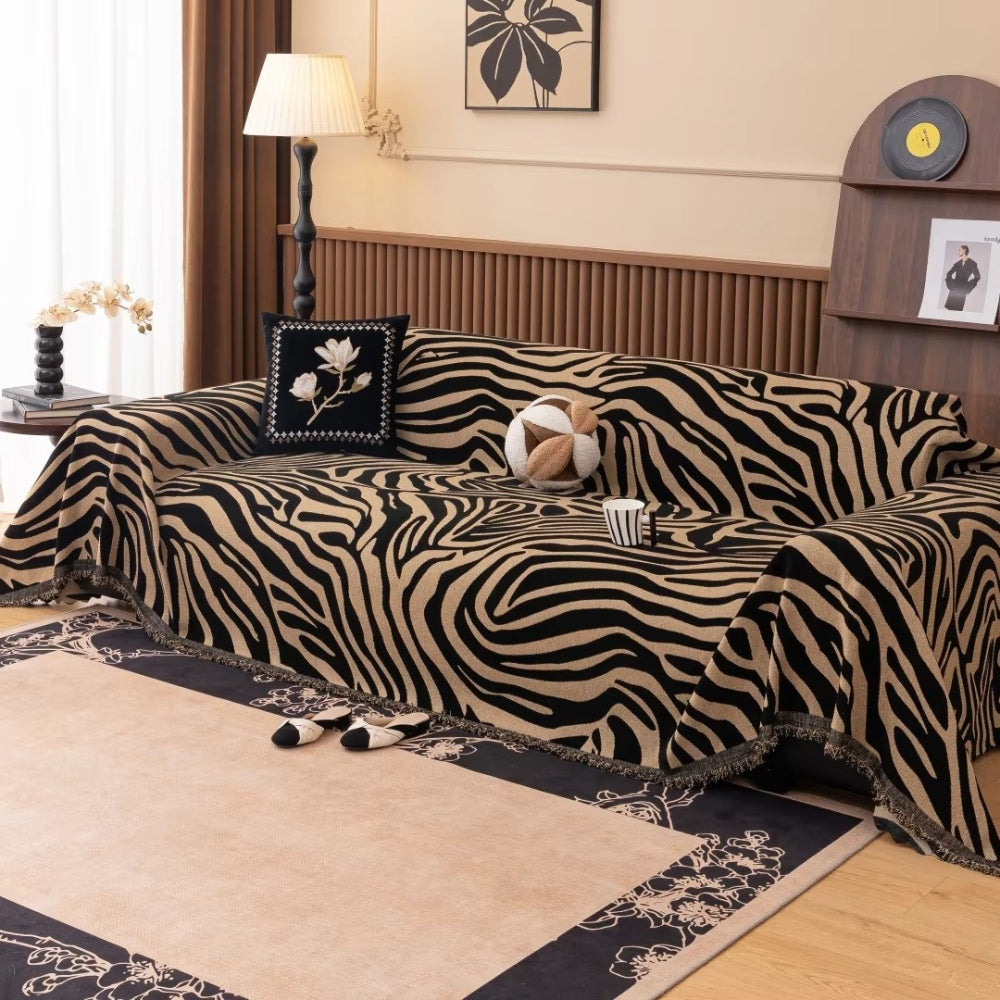 Zentara Chenille Zebra Geometric Sofa Cover