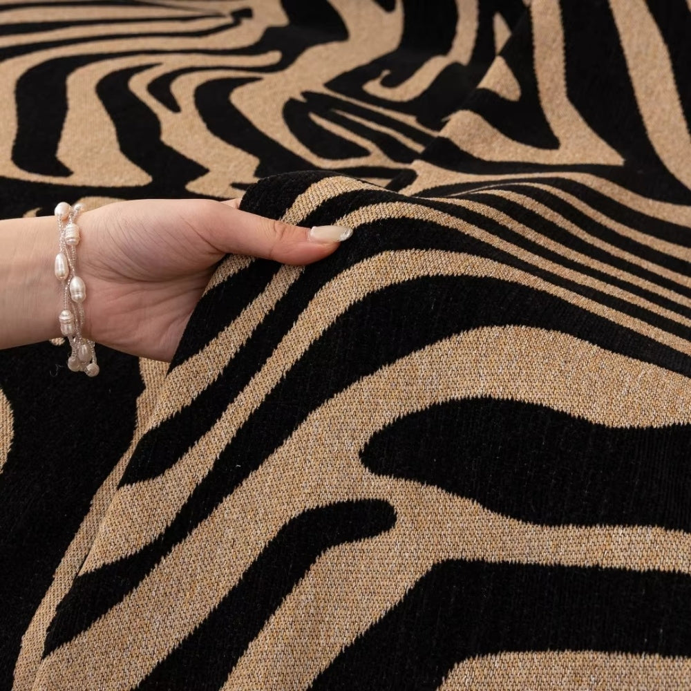 Zentara Chenille Zebra Geometric Sofa Cover