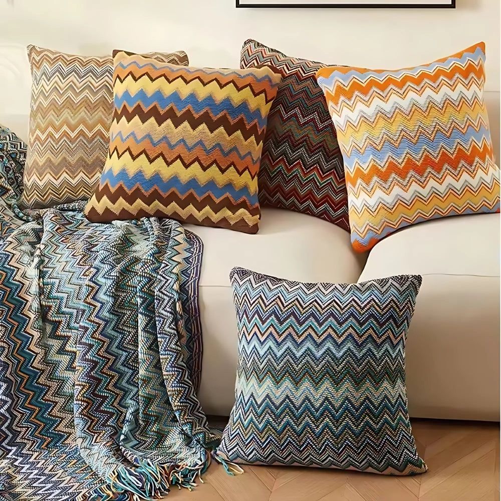 Zigzag Knit Boho Throw Cushion Cover