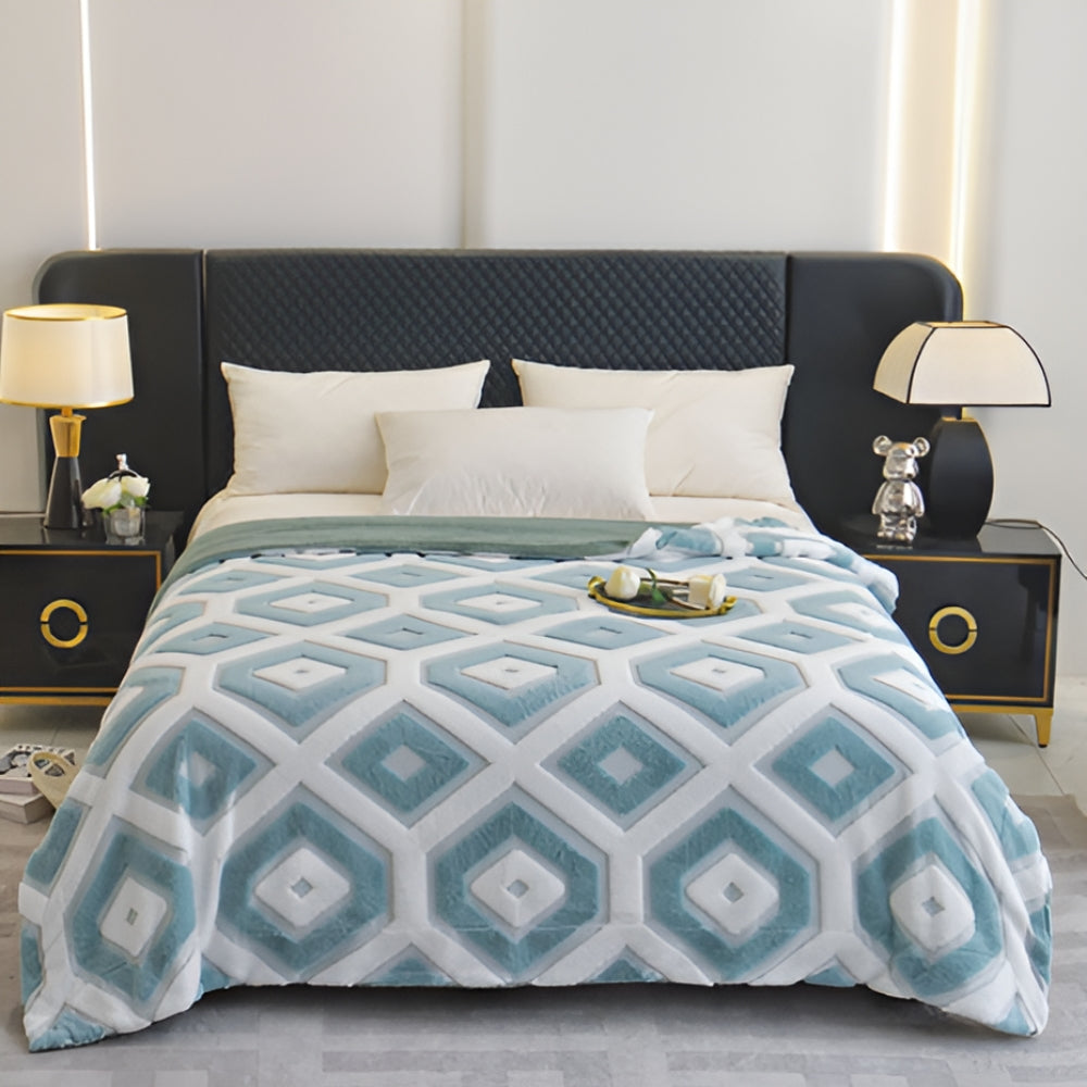 Zyra Double Layer Geometric Throw Blanket