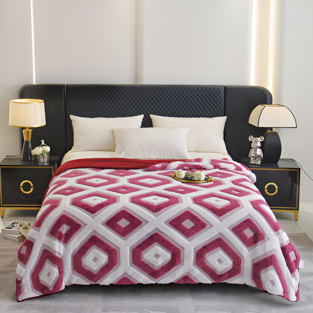 Zyra Double Layer Geometric Throw Blanket