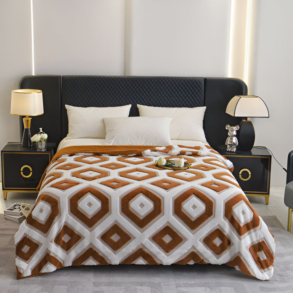 Zyra Double Layer Geometric Throw Blanket
