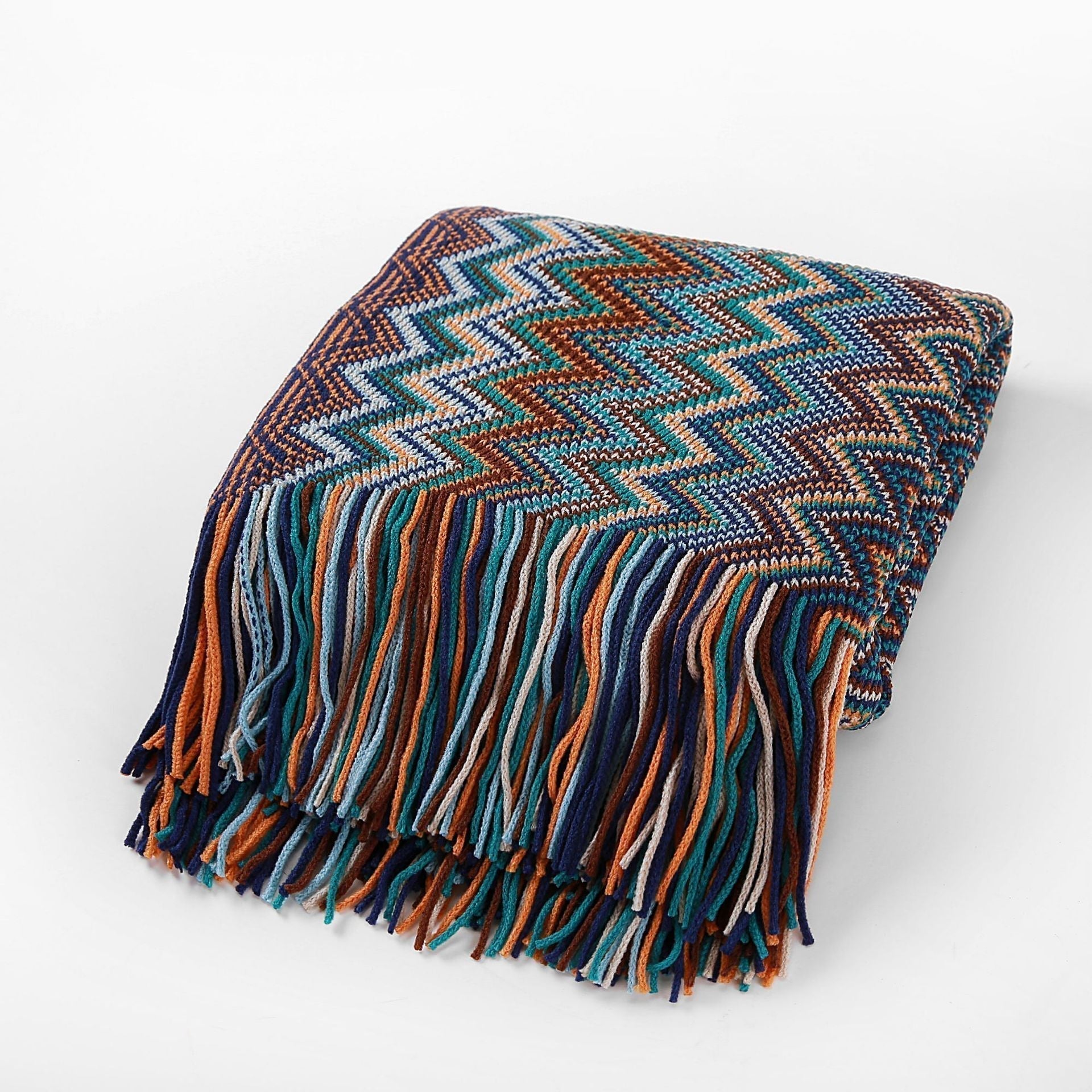 Striped Bohemian Knit Blanket
