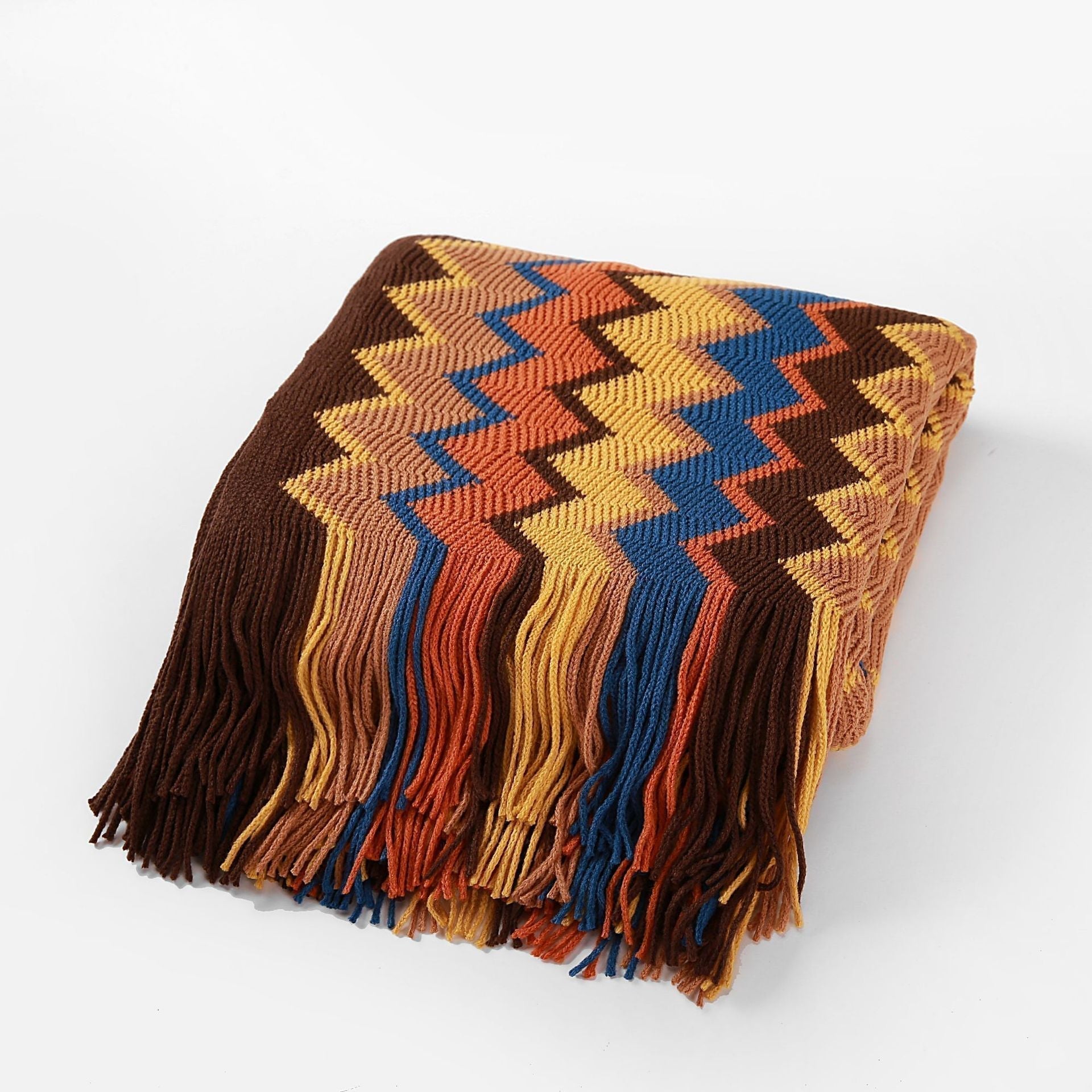 Striped Bohemian Knit Blanket