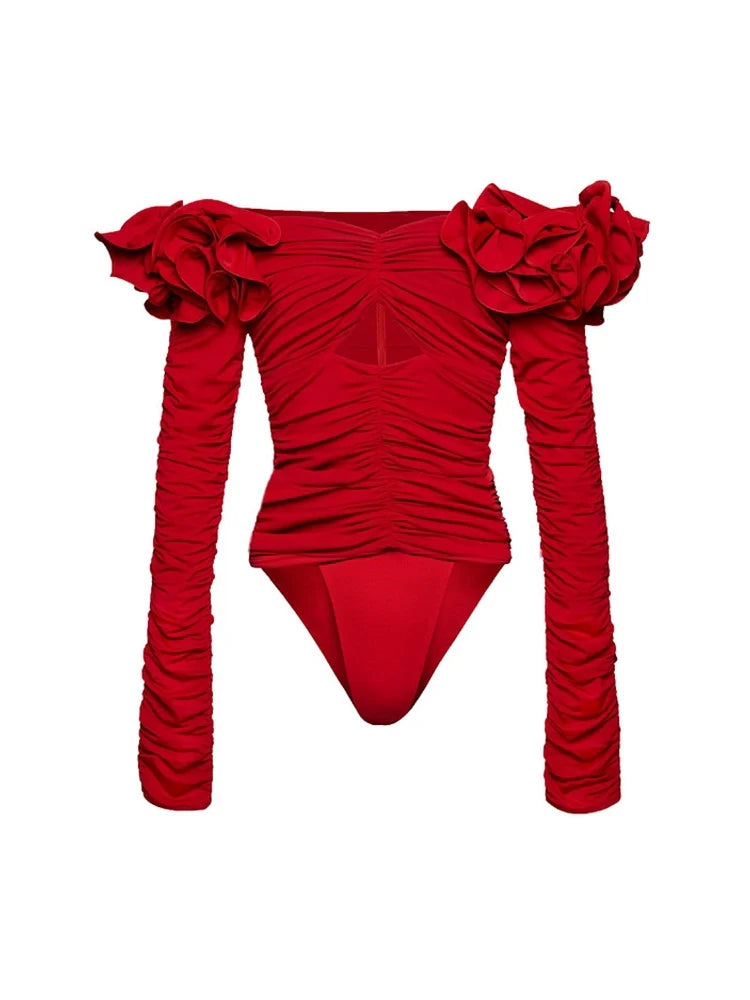 Swimsuit Set with 3D Floral Detail