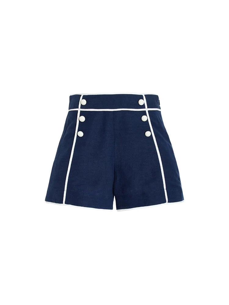 Navy Bandeau One Piece Shorts Set