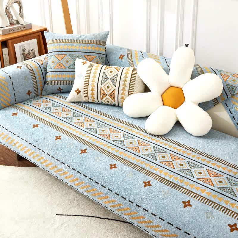 Chic Bohemian Chenille Sofa Throw - Elegant Furniture Protector