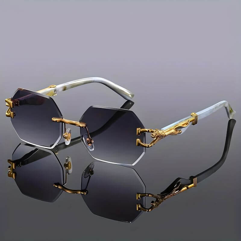 SolarHex | Hexagon sunglasses with gold accents - UV protection
