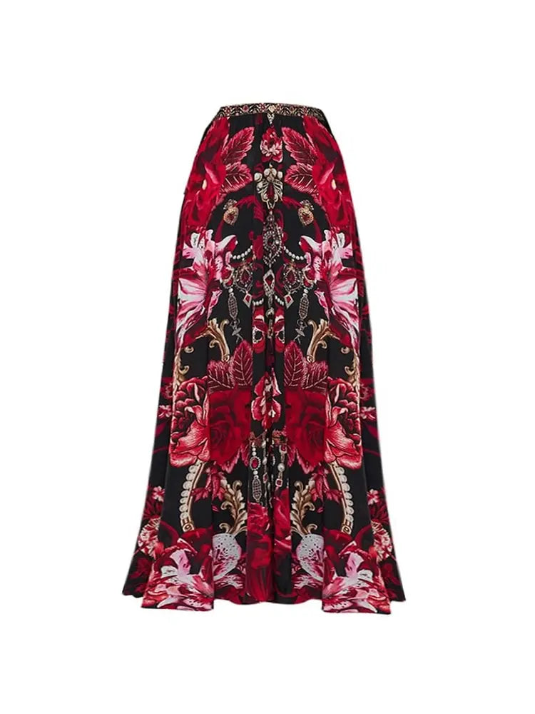 Red Floral Bow Tie Swimsuit Set