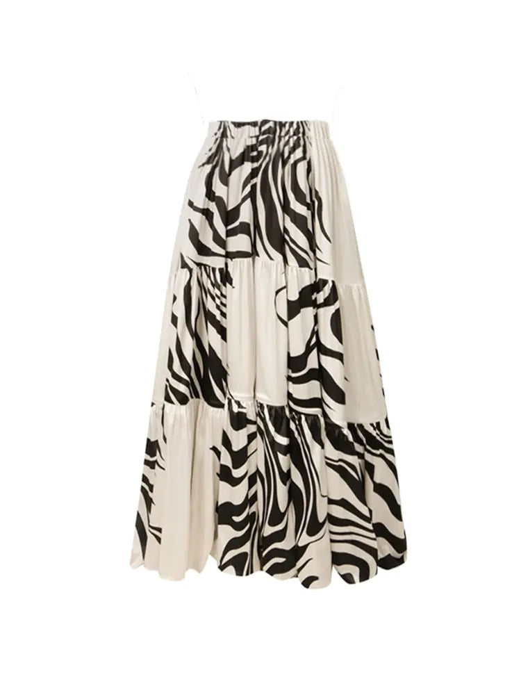 Deep V Striped Monochrome Elegant Swimsuit