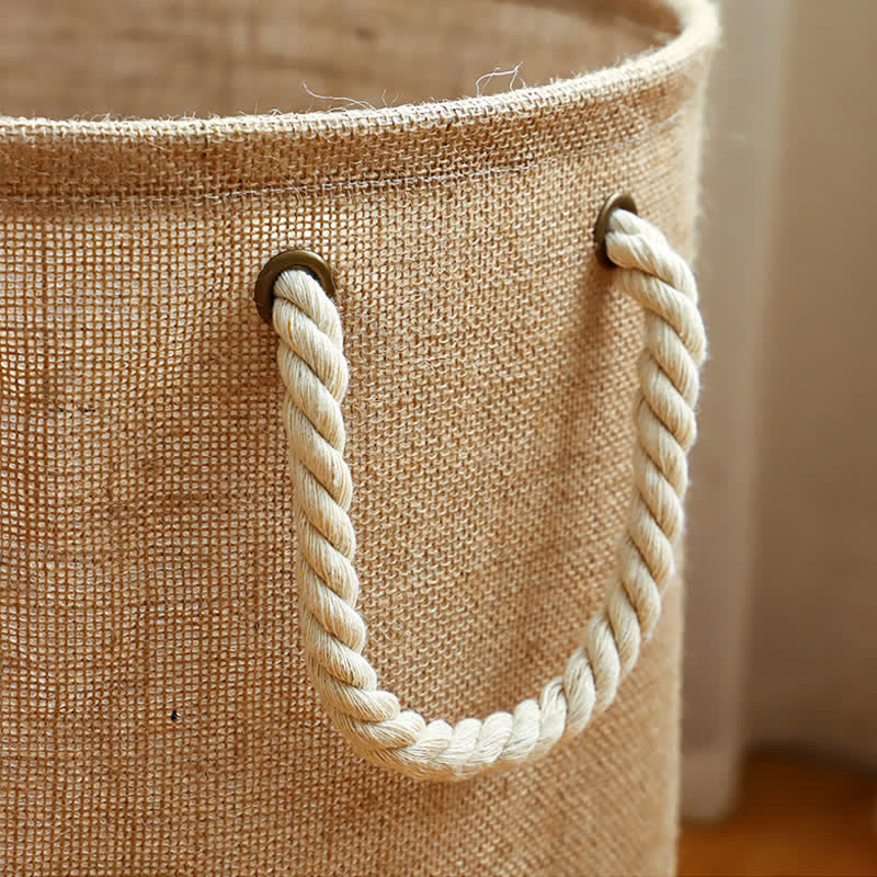 Space-Saving Water-Repellent Foldable Cotton-Linen Laundry Basket