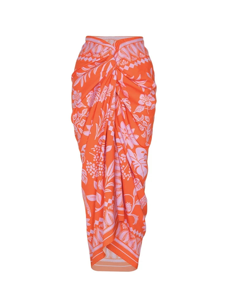 Floral One Shoulder Cutout Swimsuit Set