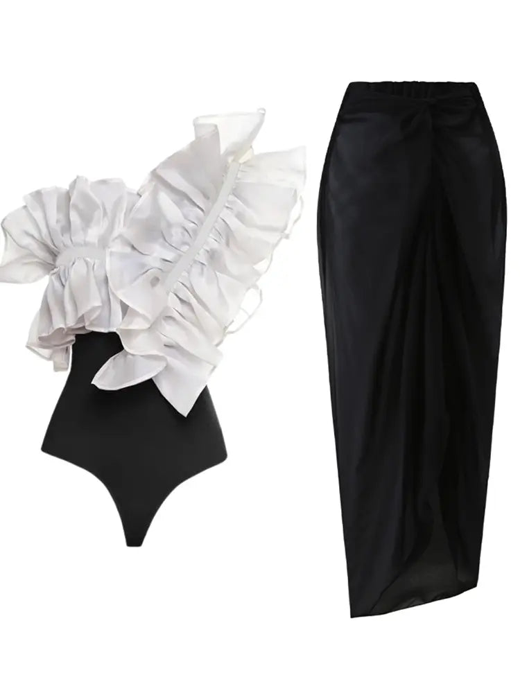 Lace Mesh Retro One Piece Swimsuit