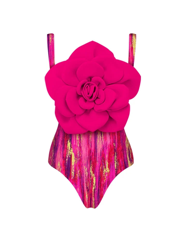 Swimsuit with Large Floral Decoration