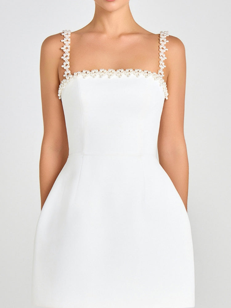 Beaded Strap Sleeveless A-Line Mini Dress