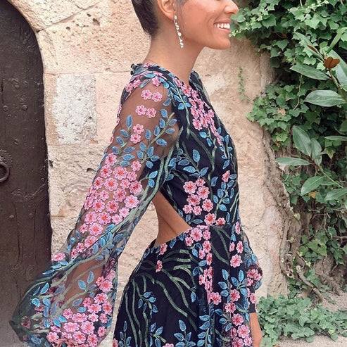 Belinda | Vintage floral backless maxi dress
