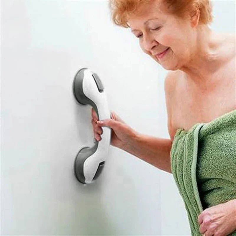 Bathroom safety grab bar with suction cups – removable shower handle for elderly and handicap support