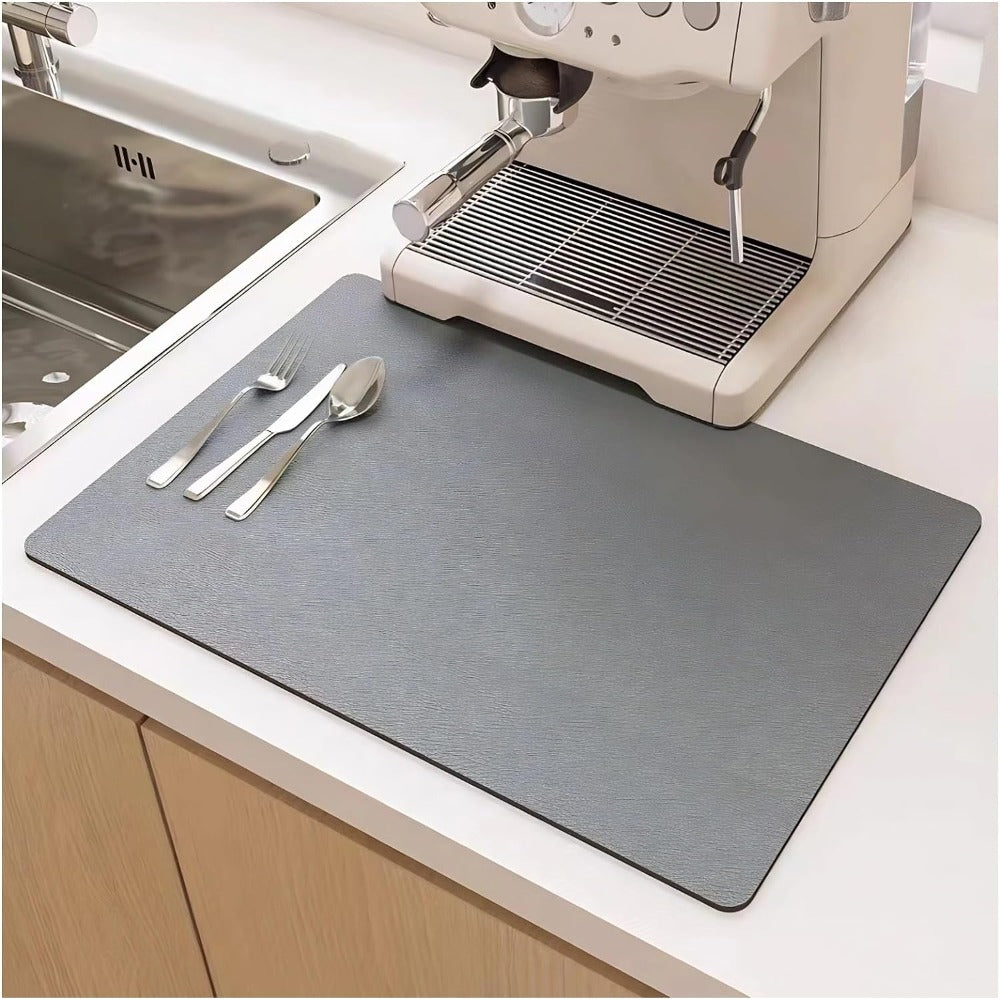 Water-absorbent kitchen counter mat – quick-dry dish drying pad for sink area protection