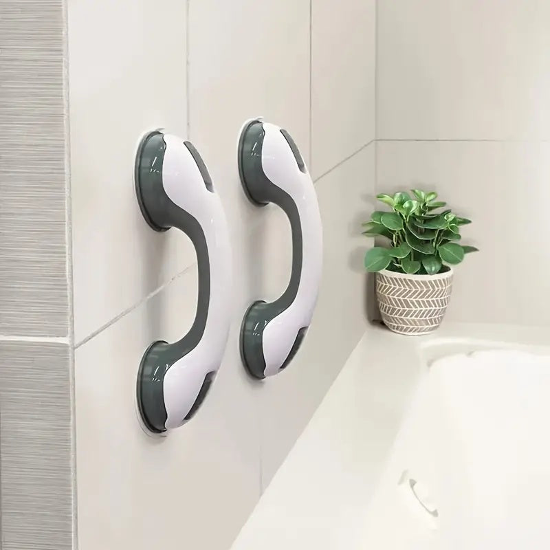 Bathroom safety grab bar with suction cups – removable shower handle for elderly and handicap support