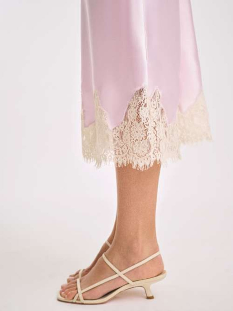 Silk Lace Skirt & Knit Cardigan Set