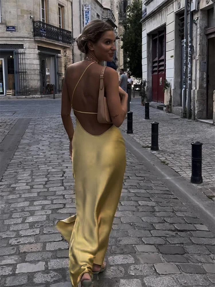 Adelaide | Elegant yellow midi dress