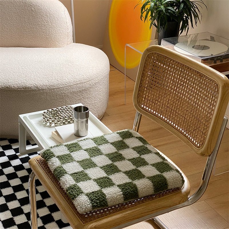 Checkerboard Memory Foam Seat Cushion – Stylish & Comfortable for Home, Office & Car