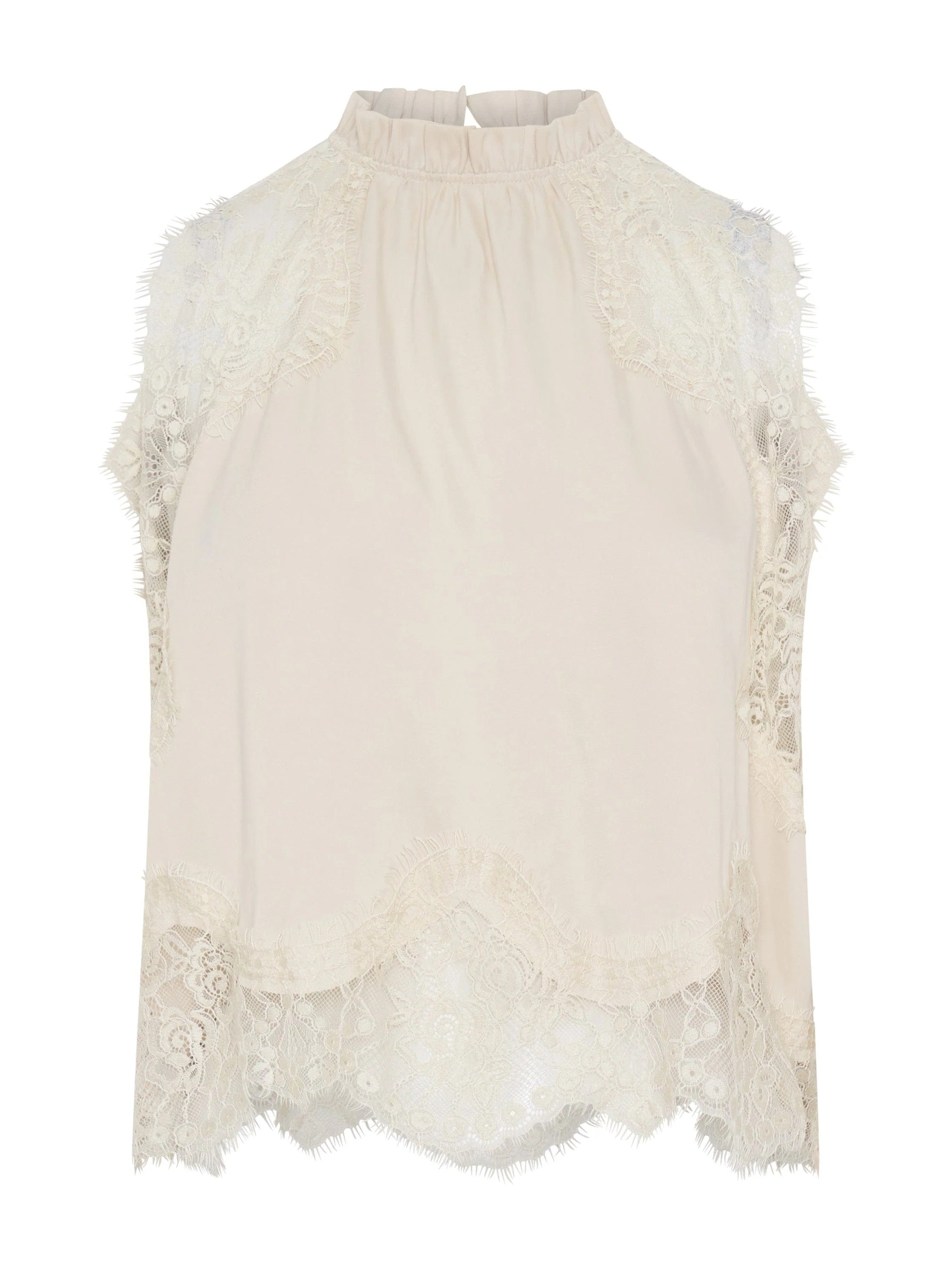 Lace Trimmed Satin Halter Maxi Skirt Set