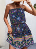 Bohemian Floral Print Bandeau Mini Dress
