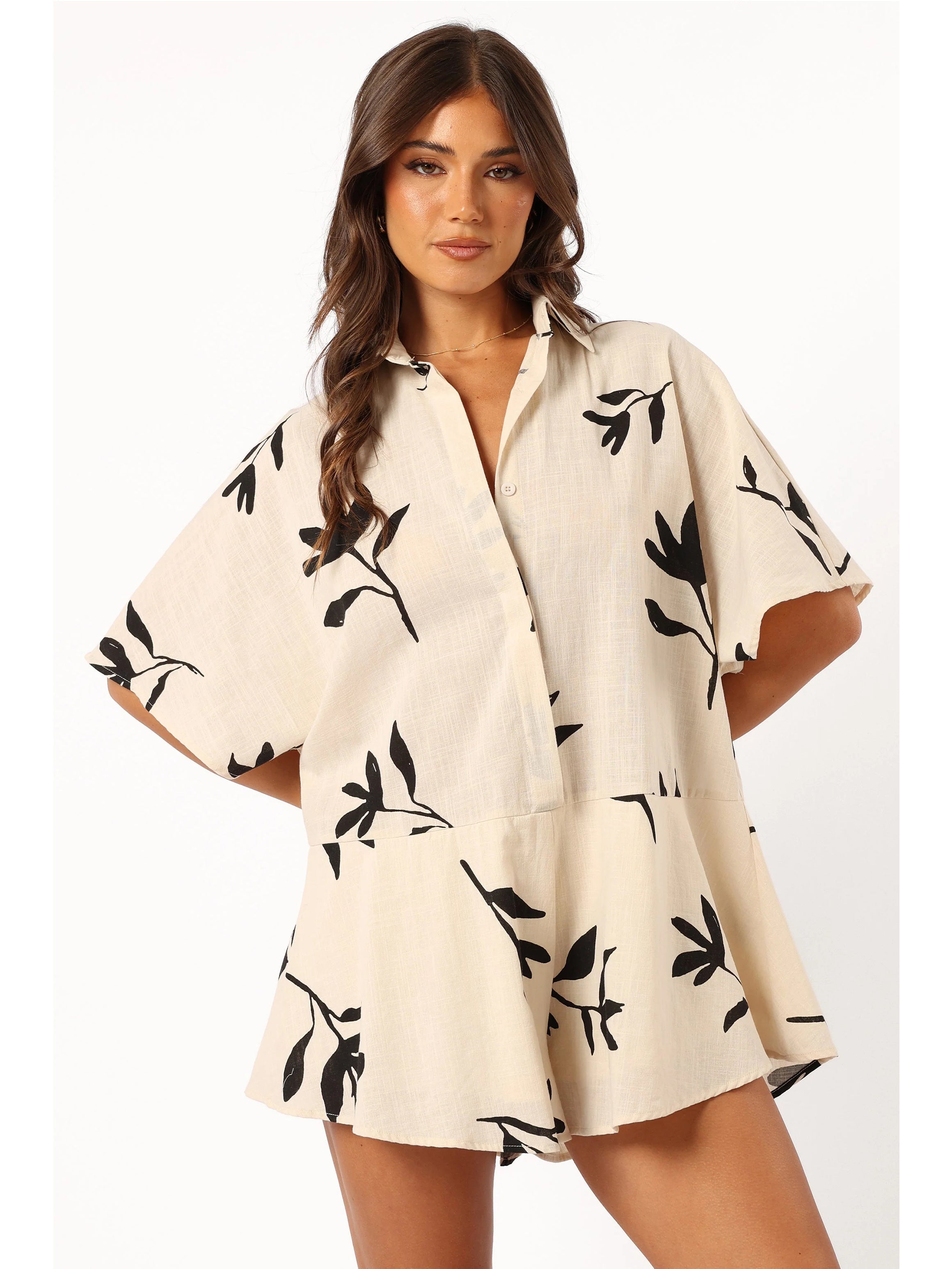 Floral Print Short Sleeve Romper