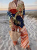 Unique Print Sunset Palms Relaxed Pants Set