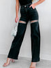 Rhinestone Detailed Distressed Straight Jeans