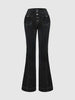 Stylish High-Waisted Patchwork Flared Jeans