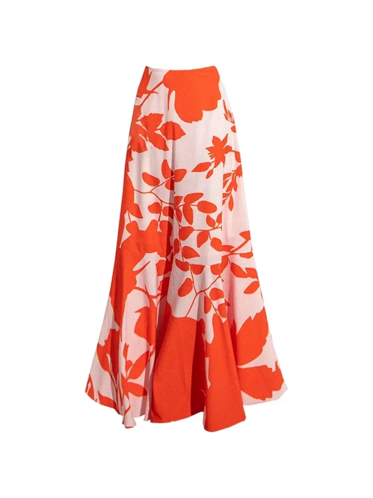 Ruffle Floral Print One-Piece Swimsuit Set