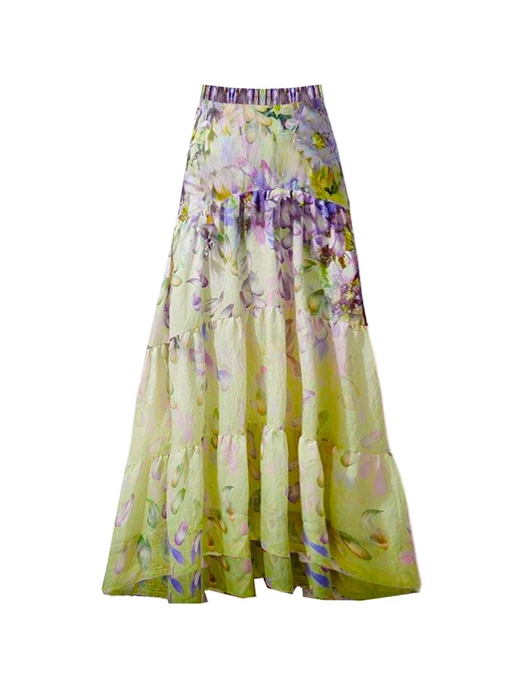 Floral Appliqué Tie-Up Fairy Style Swimsuit