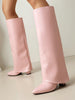 Pointed toe high heel western jeans boots