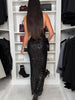 High-Waisted Sequined Midi Skirt with Elastic