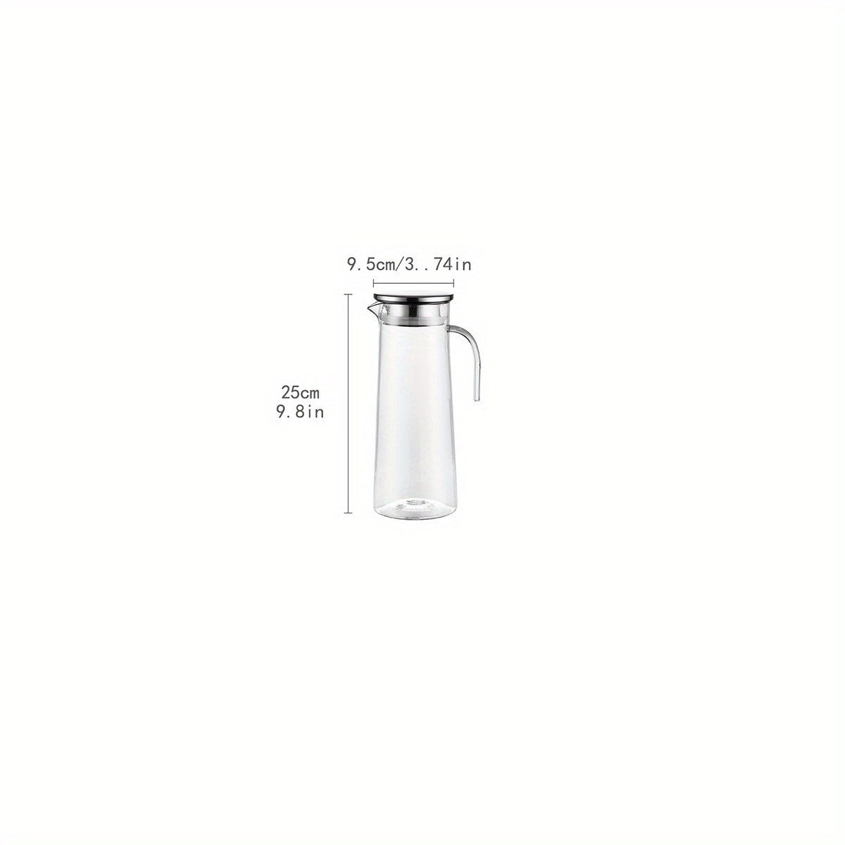 Glass water pitcher with handle and lid, heat-resistant juice carafe for iced tea, lemonade, and fruit infusions