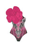 Magenta Floral Print 3D Flower Swimsuit