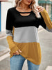 Colorblock Hollow-Out Loose Sweatshirt