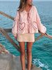 Casual Loose Plaid Love Ribbon Lace-Up Shirt